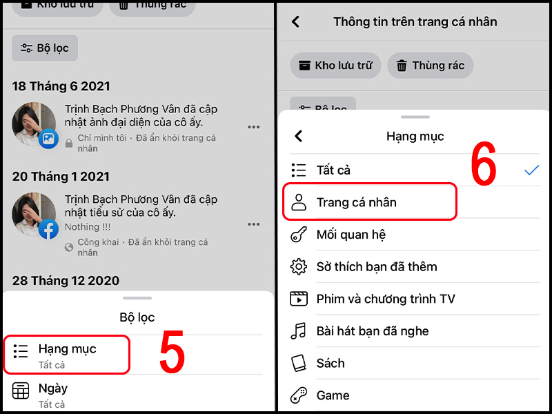 Bạn v&agrave;o hạng mục chọn Trang c&aacute; nh&acirc;n